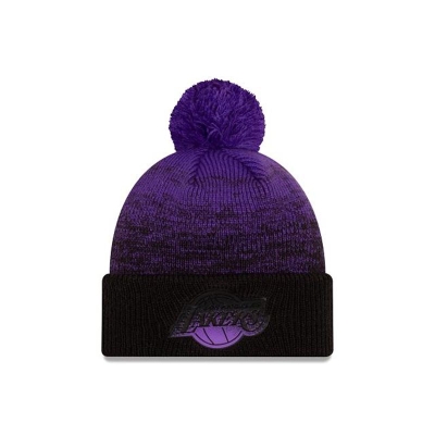 Purple Los Angeles Lakers Hat - New Era NBA Back Half Cuff Knit Beanie USA2657901